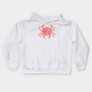 Mandala Crab (red and white) Kids Hoodie